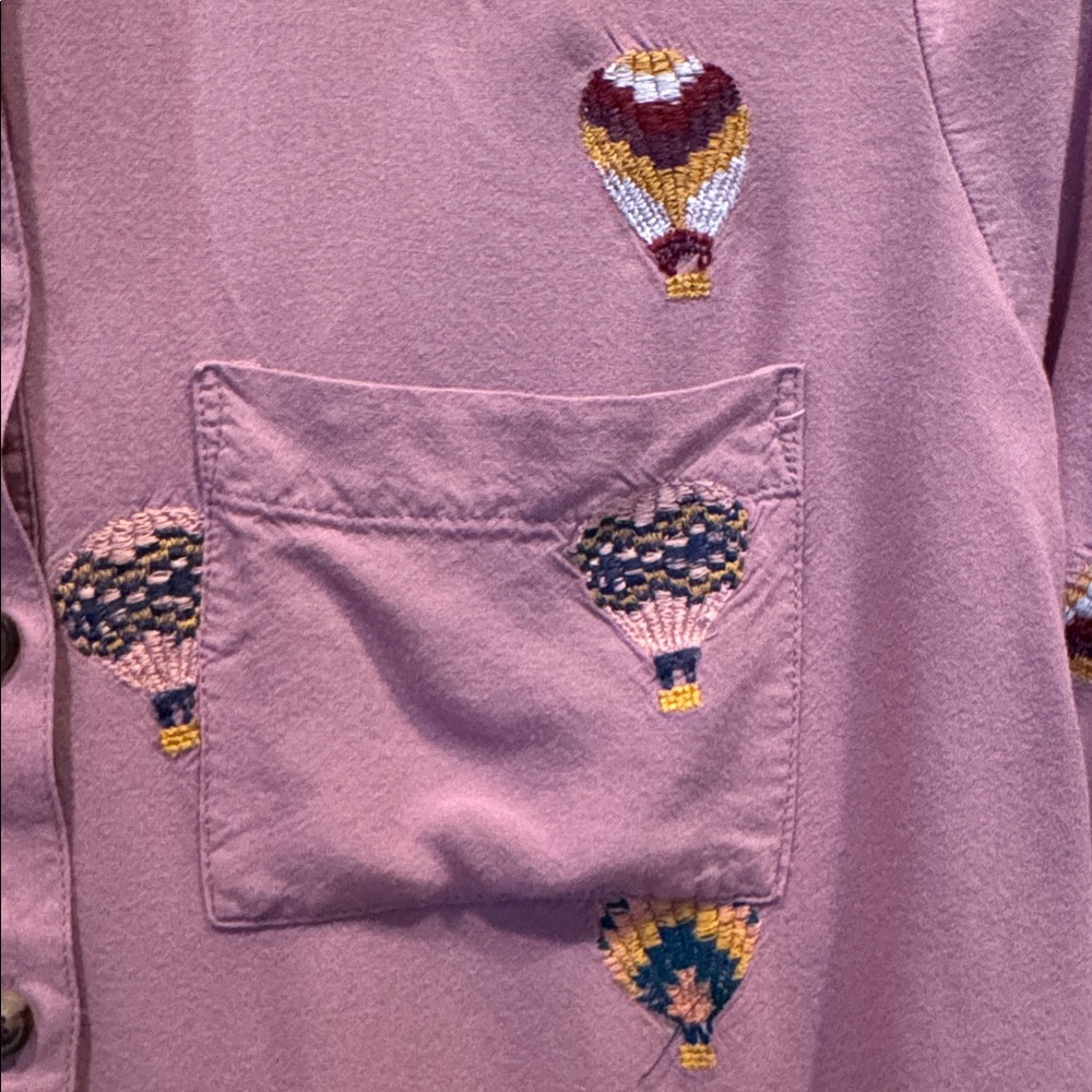 Anthropologie Mauve Hot Air Balloon Button Down Blouse - Picture 2 of 7